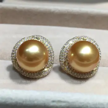 

Women Gift word 925 Sterling real Philippines Sea Pearl Earring Earrings round flawless lig Luxury Girls