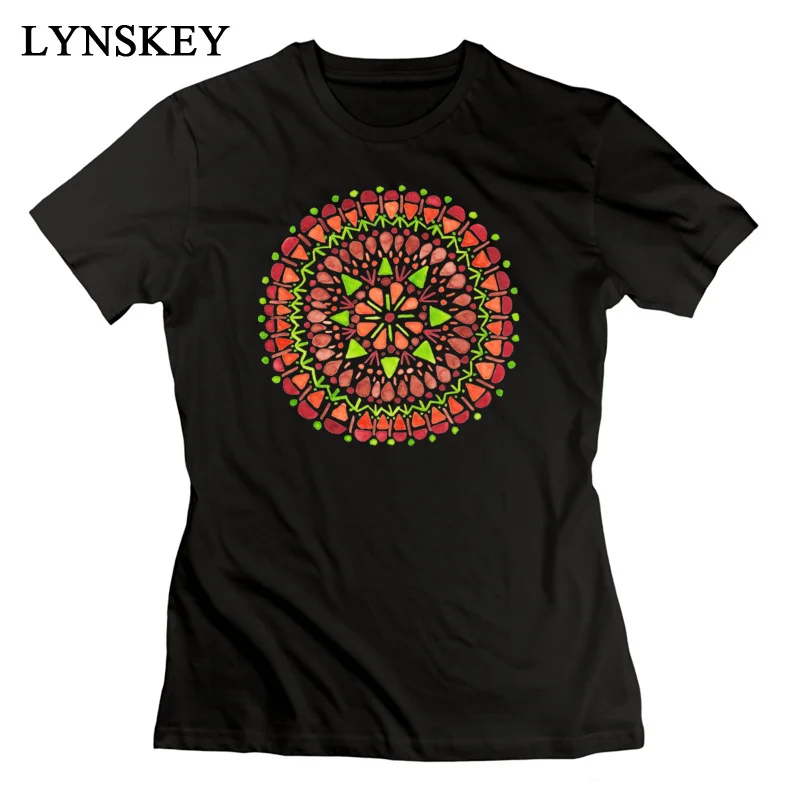 LYNSKEY 100% Cotton T Shirts for Women Short Sleeve Summer Tops Tees On Sale Autumn Simple Style Autumn Mandala Round Collar Tee Shirt blue