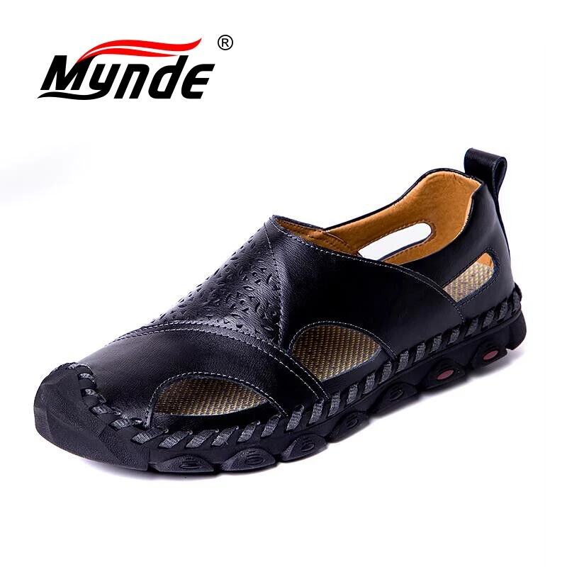 mens leather beach sandals