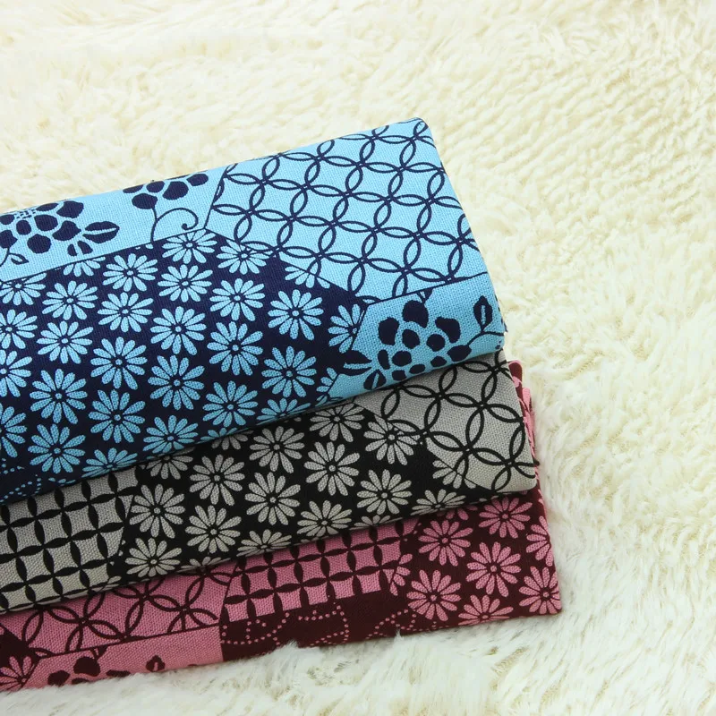 

half yard import cotton linen fabric with retro national wind patchwork floral print handmade DIY bag garment dress cloth A656