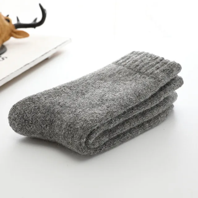 Super Thicker Solid Socks Merino Wool Rabbit Socks Against Cold Snow Russia Winter Warm Funny Happy Male Men Socks light Grey socks 02