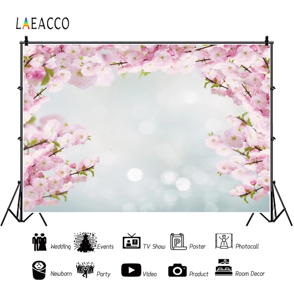 

Laeacco Beautiful Flowers Baby Wedding Portrait Pink Glitter Photography Backdrops Photographic Backgrounds For Photo Studio