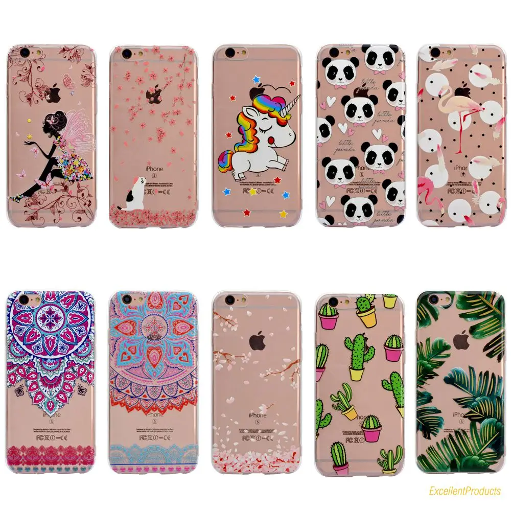 Kopen Hoge Kwaliteit 3D Mode meisje eenhoorn cactus Flamingos panda Geschilderd Soft Silica TPU telefoon case Voor Apple iphone 6 6 S cover etui
