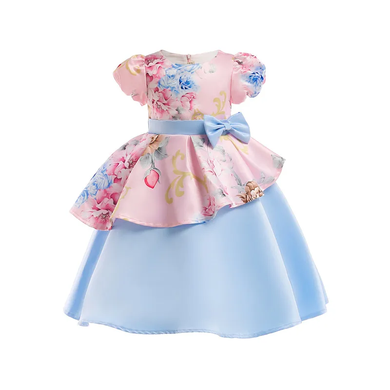 Baby Girls Snow Princess Dresses Flower Printed Children Girl Formal Dress Little Kids Puff Sleeve Princess Beautiful Dresses05