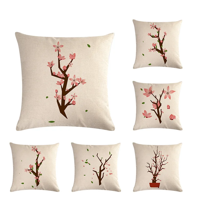 

Personalized Flower Pot Pattern Cushion Cover Flax Warm Simple Style Pillow Home Decoration