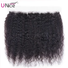 Волосы UNICE, бразильские, кудрявые, прямые волосы, 13*4, фронтальная кружевная застежка, с детскими волосами, человеческие волосы, свободная часть, яки, кружевная застежка