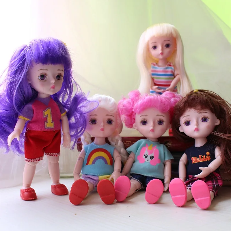 

1/12 BJD Doll 15cm Gold Hair Girls Dolls 14 Joint Body Nude Bjd Doll Random One Set Of Clothes One Pair shoes Baby Toys for Girl