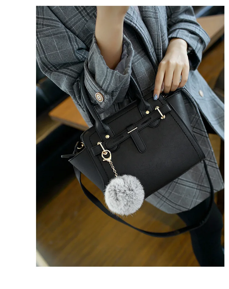 Women Handbag PU Leather Shoulder Tote Bag Fashion Girls Messenger Crossbody Hand Bags Solid Color For Lady Female (3)