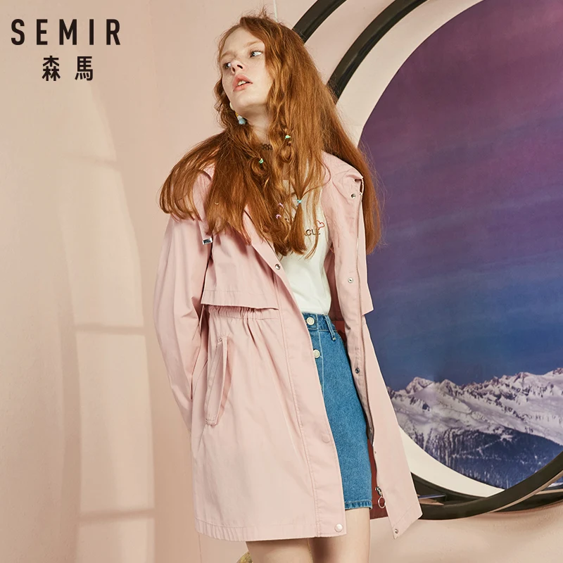 SEMIR ветровка Женская 2018 Осень Новый с капюшоном BF Стиль студентов патч вышитые