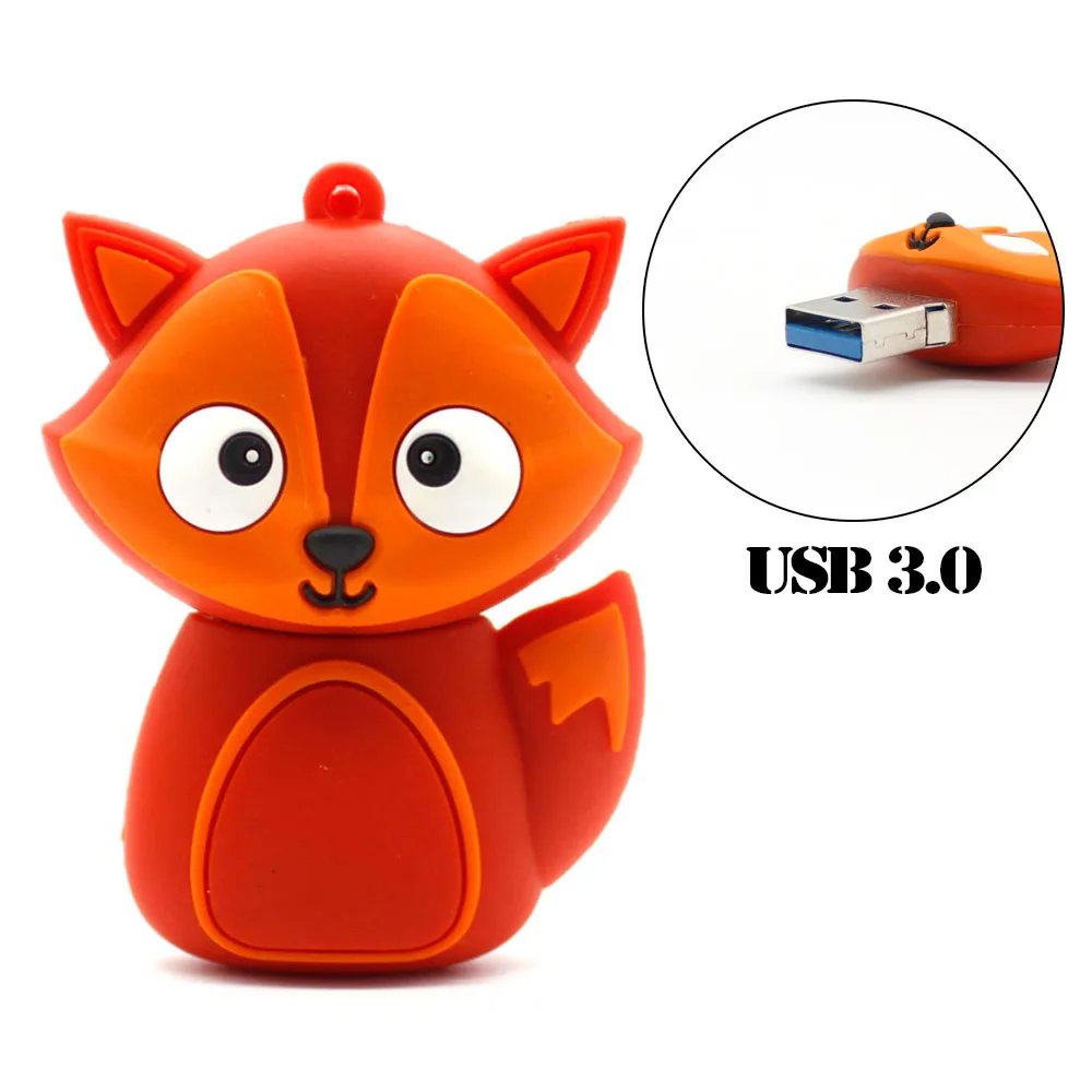 Мультяшная USB карта памяти, флеш-накопитель с изображением животных лисы, 32 ГБ, 128 м, 4 ГБ, 8 ГБ, 16 ГБ, флеш-диск USB 2,0, 64 ГБ, милая флешка, персонализированный u-диск