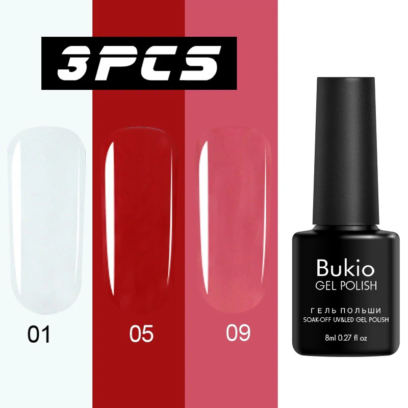 Bukio новой серии 8 мл обычные Гель-лак для ногтей полупостоянно био-Гели Soak Off ногти с uv-фильтром лак выберите ваш любимый цветной лак - Цвет: 01-05-09