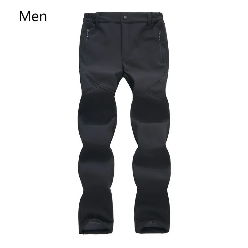 Invierno de los hombres y las mujeres al aire libre Stormtrousers de alta permeabilidad Soft-shell montañismo y de peluche pantalones Camping Trekking