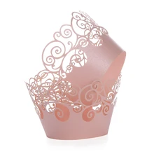 12 pçs/lote pequena videira laço corte a laser cupcake envolvedora forro de cozimento copo de bolo de papel oco diy cozimento fondant cupcake
