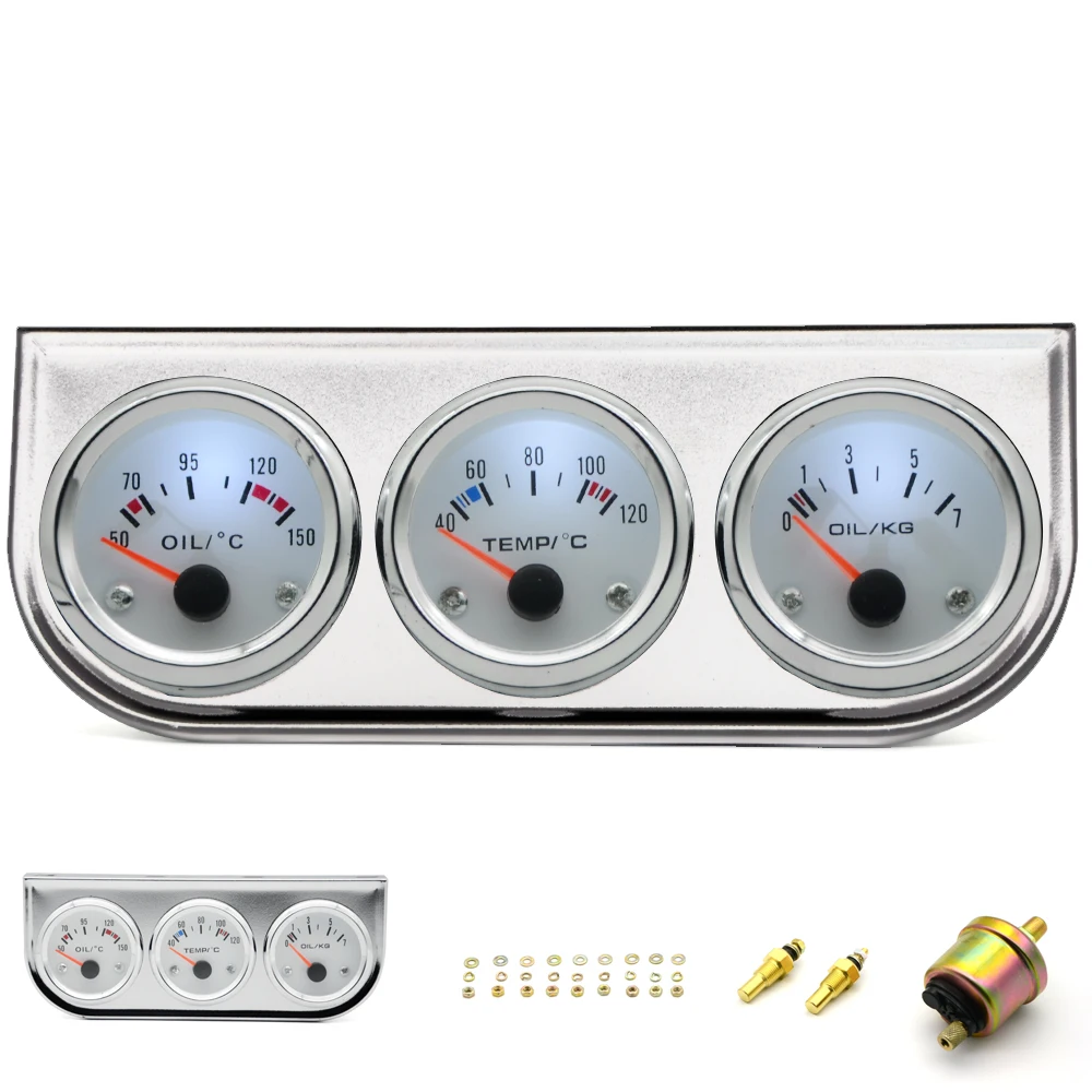 gauge kit preto moldura do cromo com temp & sensor de pressão