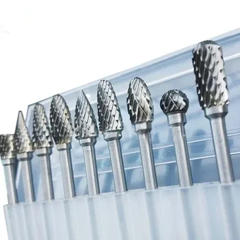 

10 Pieces/Set 1/8" Tungsten Carbide Burr Rotary Drill Bits Tools Cutter Files Set Shank Tool Kits P25