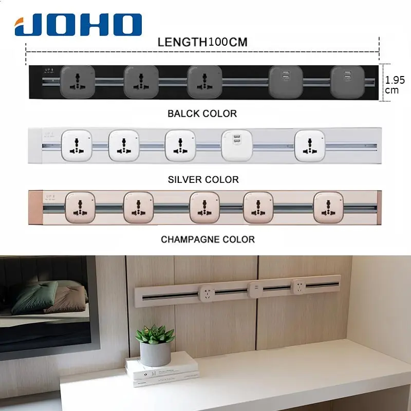 JOHO 100 см алюминий розетки умный дом Dual USB порты и разъёмы зарядное устройство адаптер 8000 Вт прямоугольный розетка стандарта евроcоюза
