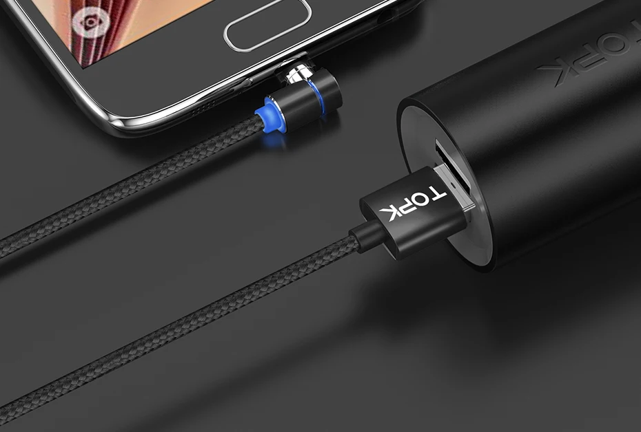 TOPK L-Line Магнитный зарядный кабель, 90 градусов светодио дный кабель для iPhone X 8 7 6 Plus & Micro usb-кабель и Тип USB-C usb C