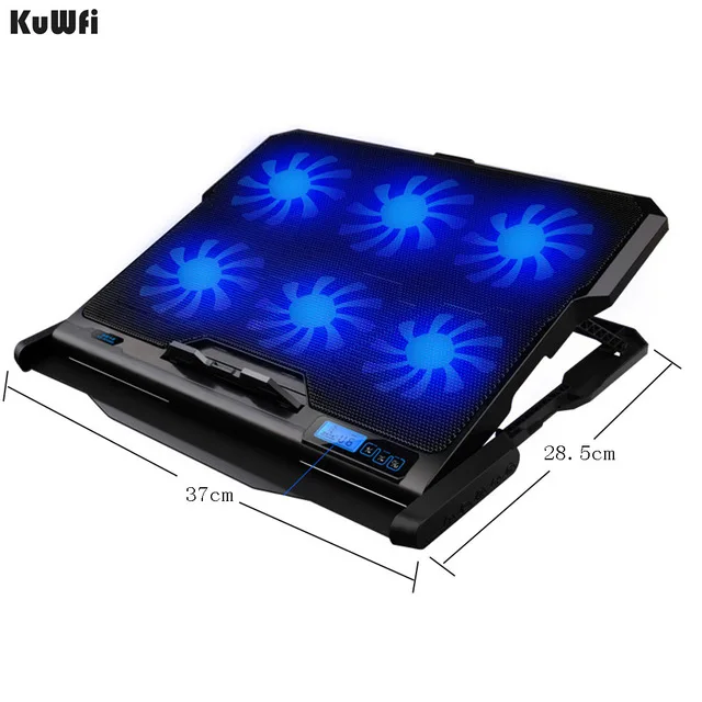 KuWfi охлаждающая подставка для ноутбука Кулер для ноутбука с 2 портами usb и 6 вентиляторами охлаждения бесшумный предназначен для ноутбука 12-16 дюймов