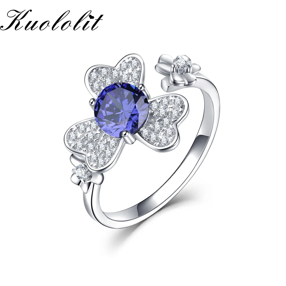 

Kuololit Lab Created Tanzanite Rings For Women Solid 925 Sterling Silver Emerald Ring With Gemstone Fine Jewelry Engagement Gift