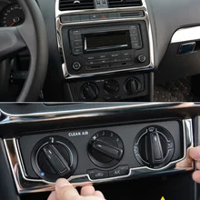 Для Volkswagen POLO- автомобильный Стайлинг из нержавеющей стали внутренняя панель кондиционера декоративные аксессуары с блестками