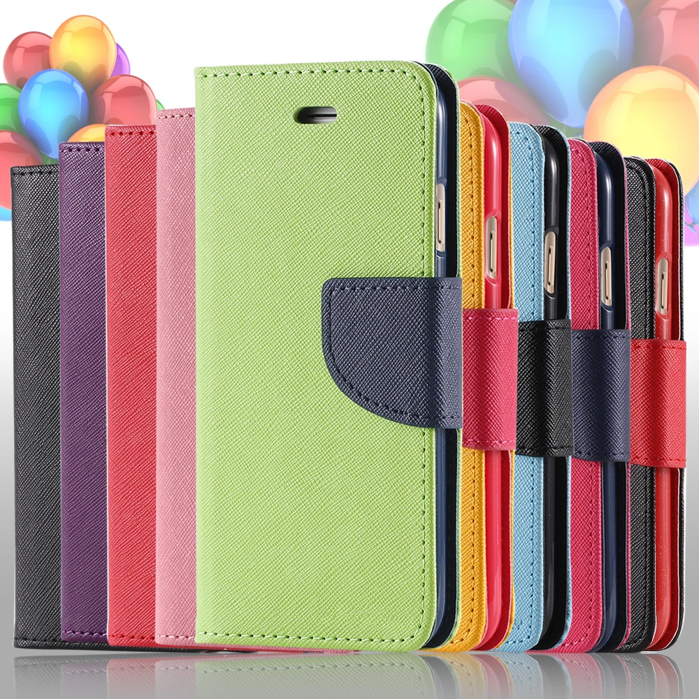 Dual Color Flip Leather Phone Bag Case For iPhone 6 7 6S 8