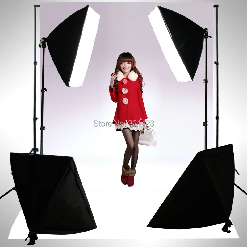 

Photography Rectangle Continuous SoftBox Lighting Kit 4pcs 50x70cm Softbox 2pcs Light Holder Stand Photo Studio Equipment Set