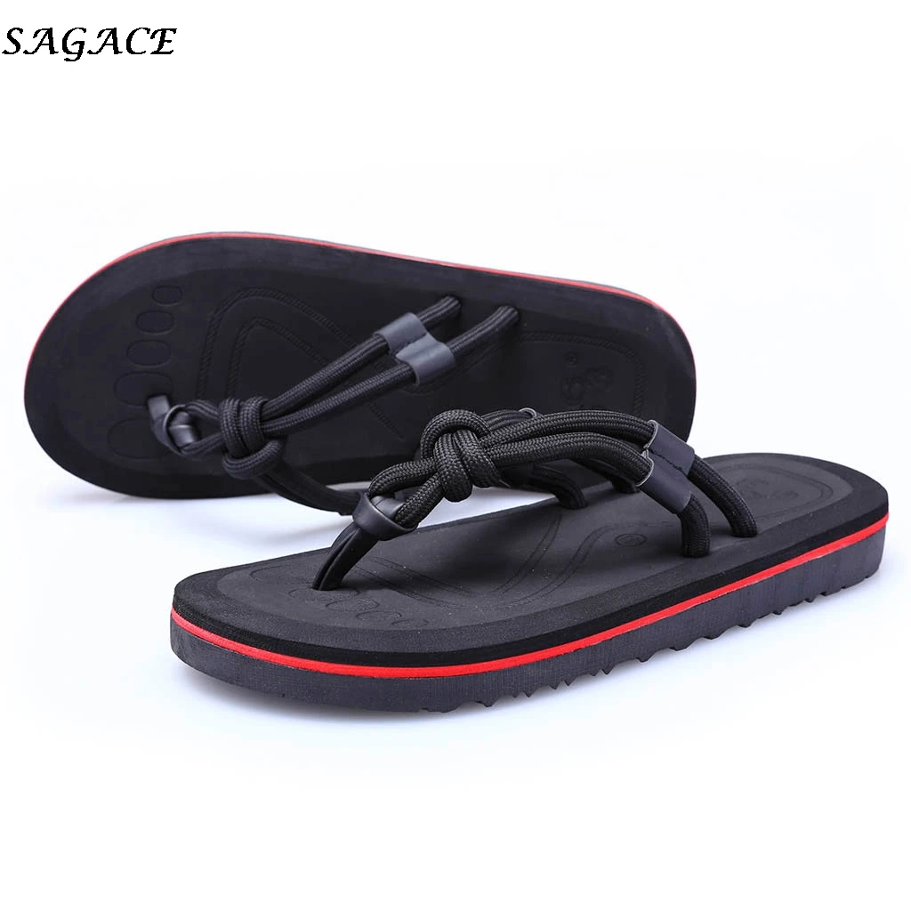 

SAGACE 2019 new Summer Fashion Men flip flops Beach Sandals for Men Flat Slippers Non-slip Shoes Plus Size Sandals Pantufa #30