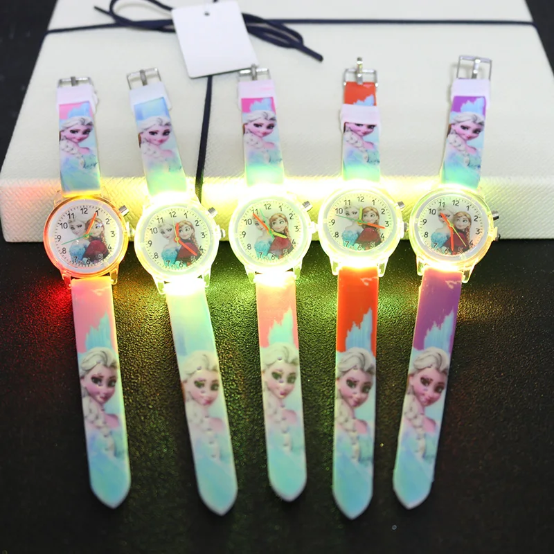 Принцесса Эльза детские часы электронные красочные источник света детские часы для девочек день рождения Дети подарок часы детские