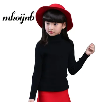 

Kids Girls Sweater 2017 Autumn Turtleneck Long Sleeve Soild Casual Sweater Knitted Children Clothing 5 6 7 8 9 10 11 12 13 Years