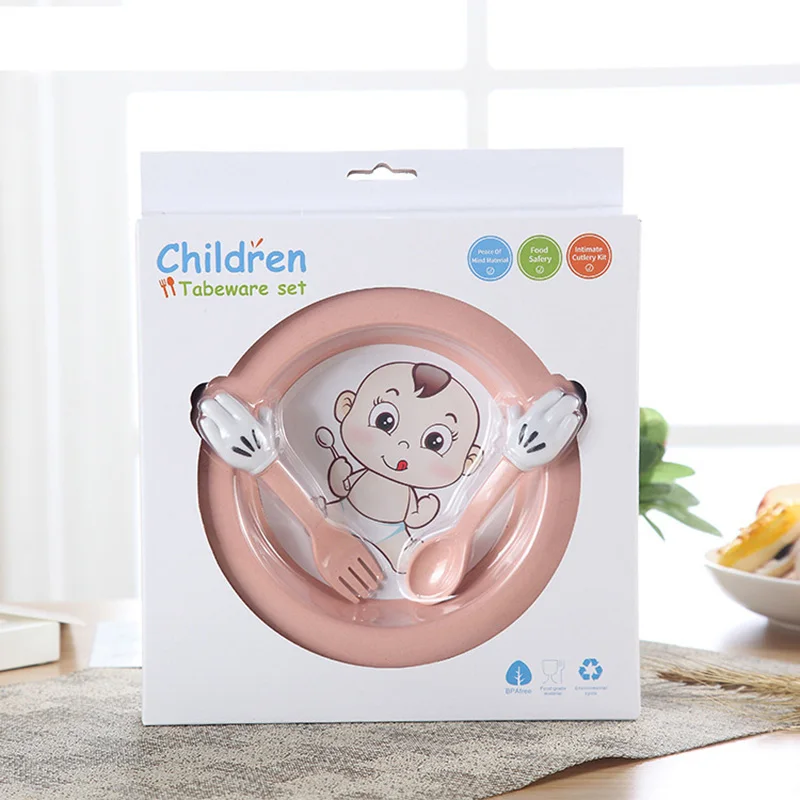 

Baby Tableware Set Wheat Material Microwave Set Upscale Baby Infant Feeding Plate Fruit Snack Dishes Kids Children Tableware