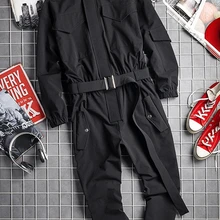 Осень и зима хип-хоп кепка костюм комбинезон Японский ретро Мода ремень брюки мужские комбинезоны