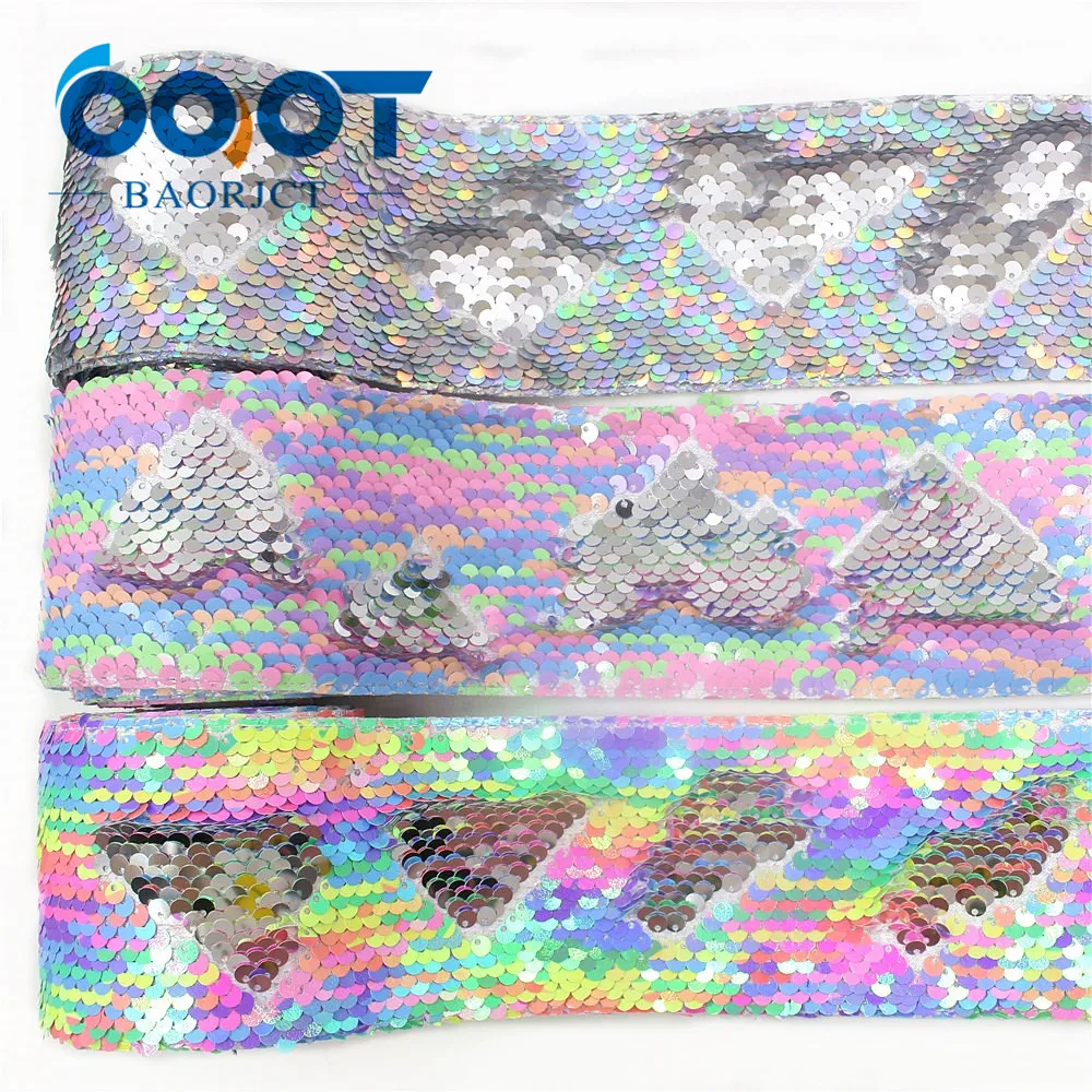

OOOT BAORJCT I-19619-1405,75mm 2yard Fish scale Printing Sequin Glitter Ribbon,DIY Hairbows Accessories Wedding Party Decoration