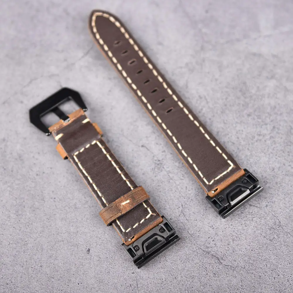 26mm 22mm 20mm Genuine Leather Easy Fit WatchStrap band for Garmin Fenix 6X 6 6S 5 5x 5s Quick Release Watchband WristBand Sport