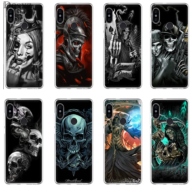 

Phone Case Grim Reaper Skull Skeleton Luxury For Xiaomi Mi 5S 6 6X 8 SE A1 A2 Mix 2S Lite Redmi 6A Cover