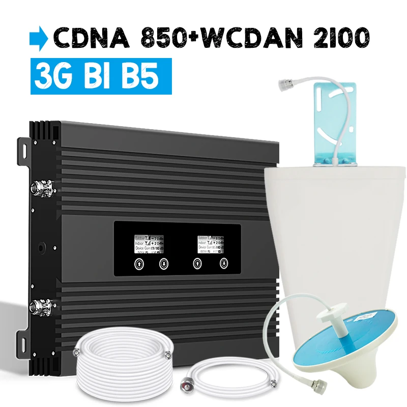 

Walokcon 3G CDMA 850 WCDMA 2100 mhz Cellular Signal Repeater B1 B5 3G Signal Amplifier 82dB Gain LCD Display Big Power Booster
