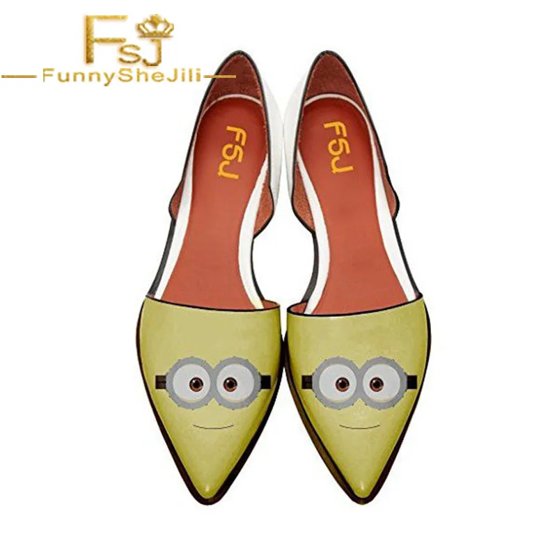 

Women's Minions Comfortable Pointed Toe Flats Slip-on Dorsay Cartoon Animation Incomparable Generous Women Shoes FSJ