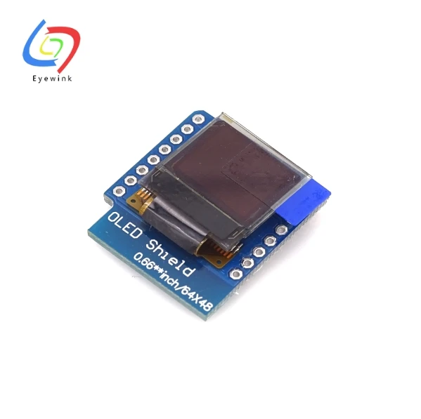 

EYEWINK 0.66" inch Wemos Oled 64X48 IIC I2C LCD OLED LED Dispaly Shield for Arduino Compatible WeMos D1 Mini