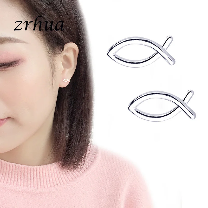 ZRHUA высококачественные серьги из стерлингового серебра 925 пробы модные милые миниатюрные серьги-клипсы Подарочные для женщин подарок для девочек полый дизайн