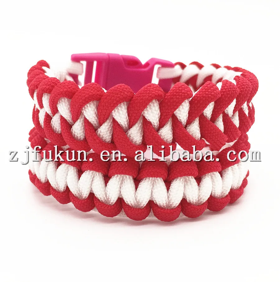 

Christmas Gif Hot Sale Custom Children Red And White Paracord Bracelet Plastic Buckle Paracord Bracelet with christmas color