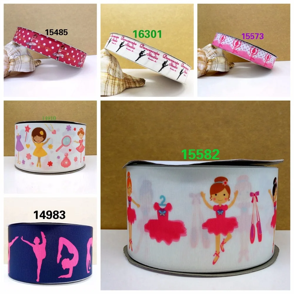

Free shipping 50 yard per size dancer ribbon printed grosgrain ribbon 14983