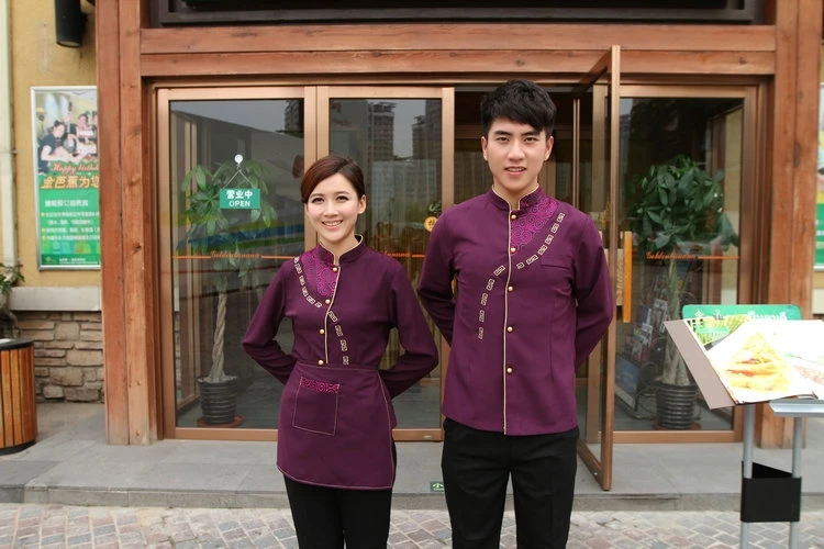Китайский Еда Униформа официантка рабочая одежда форма для официантов ресторана шеф-повар куртка фартук