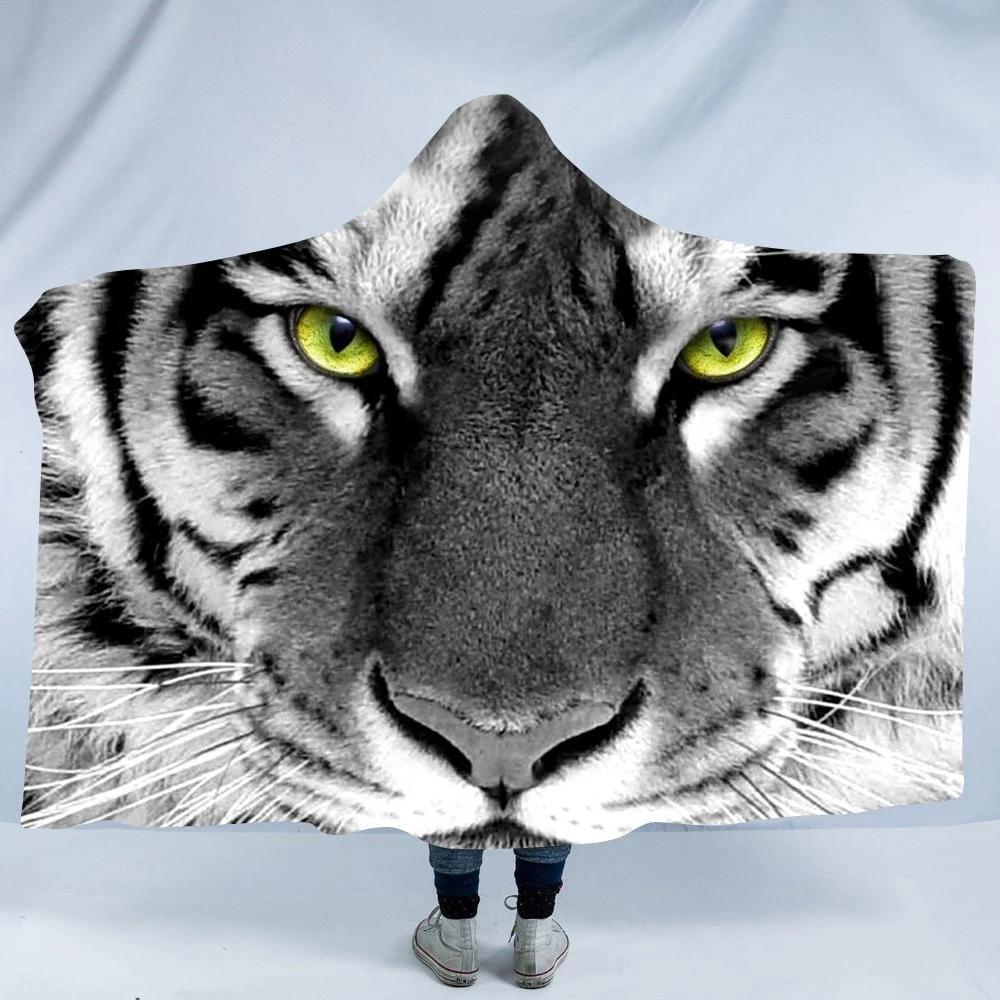 

Creative Fantastic Tiger Wearable Hooded Blanket Mandala Dreamcatcher Sherpa Fleece Woman Throw Blanket Microfiber Blankets