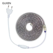 GUXEN 5050 elastyczna taśma LED światła AC220V 60 leds/m wodoodporna IP67 taśma LED LED światła z wtyczka zasilania ue 1 m/2 M/3 M/8 M/9 M/10 M/20 M(China)