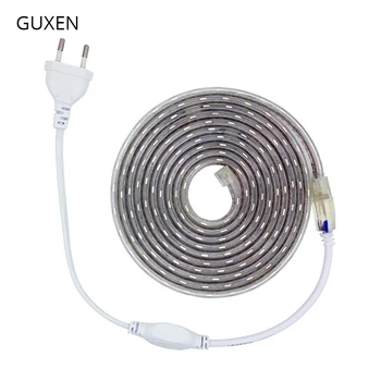 

GUXEN 5050 Flexible LED Strip light AC220V 60leds/m Waterproof IP67 Led Tape LED Light With EU Power Plug 1M/2M/3M/8M/9M/10M/20M