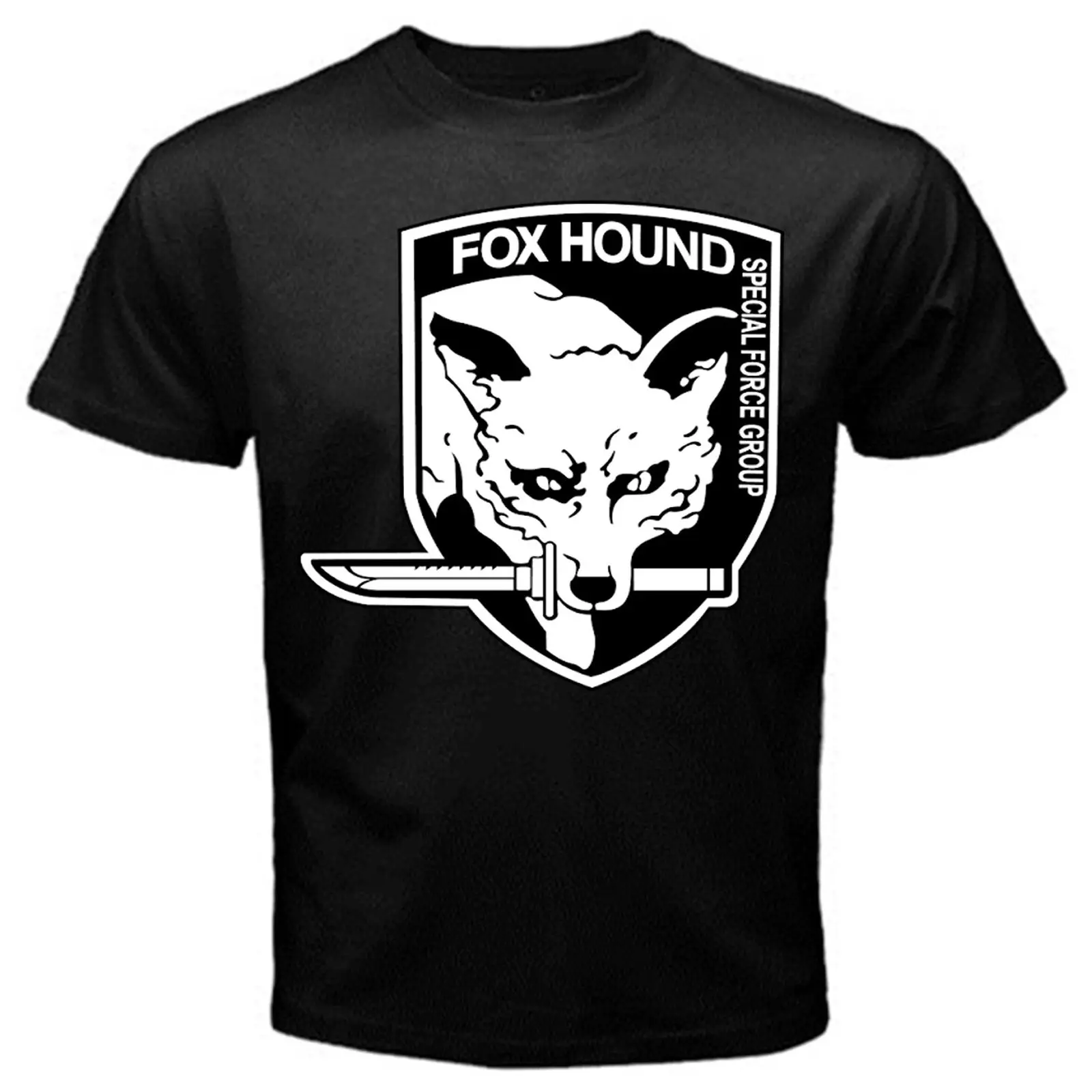 Fox Hound Metal Gear Solid old classic retro game T Shirt Black Basic
