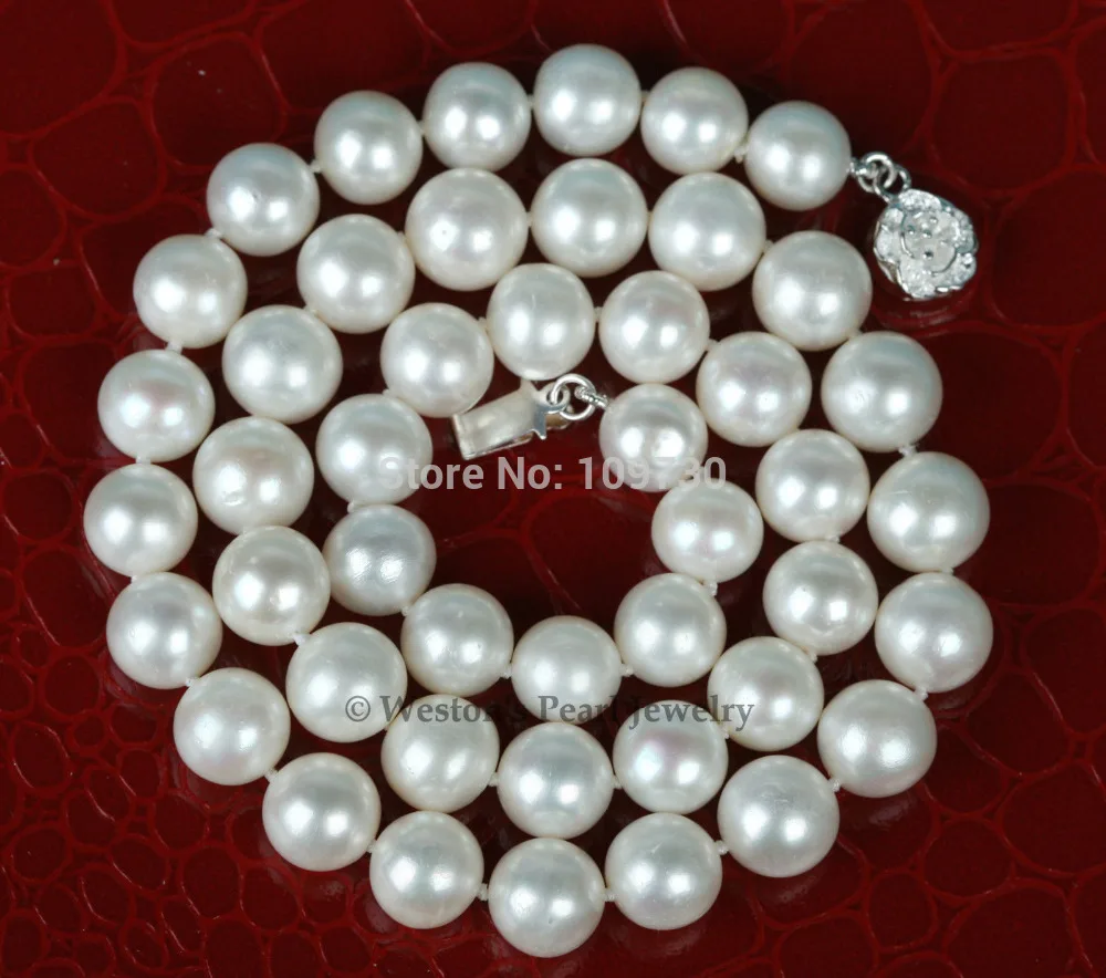 

Jewelry 002855 AA GRADE 9MM NATURAL WHITE CULTURED FRESHWATER PEARL NECKLACE STERLING SILVER