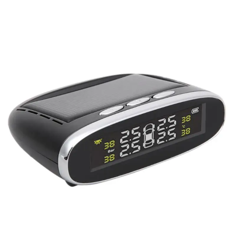 

VODOOL Solar Power Wireless TPMS Tire Pressure Monitor System with 4 Internal Sensors Auto Security Alarm Systems High Quality