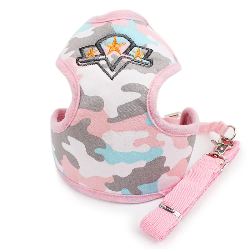 Mesh Padded Small Dog font b Pet b font Cat Harness Adjustable Camouflage Vest Leads Kitten