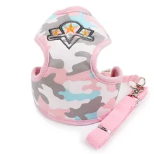 Mesh Padded Small Dog Pet Cat Harness Adjustable Camouflage Vest Leads Kitten Nylon Leash for Walking Training Cat Leash Harness