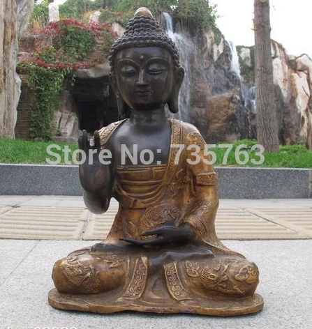 

001778 15"Tibet Buddhist Monastery Dragon Shakyamuni Tathagata Buddha Statue